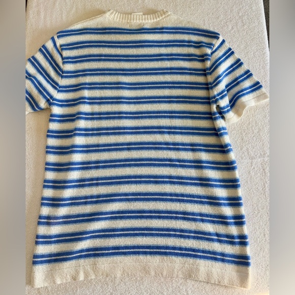 Zara Knit Striped Pullover Sweater Cream Blue Nautical Men’s L NWT - Picture 6 of 7